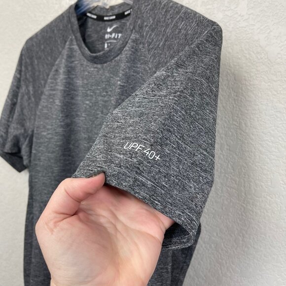 Nike Swim Heather Gray Short Sleeve Hydroguard Rash Guard Tee Mens Small NEW - Picture 3 of 6